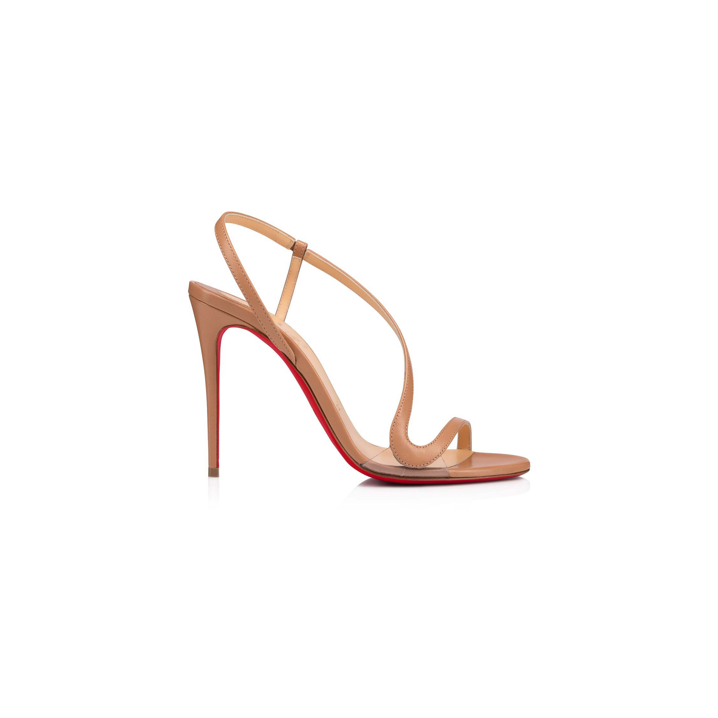 CHRISTIAN LOUBOUTIN ROSALIE 100 MM SANDALS-LEATHER AND PVC-BLUSH-WOMEN 3210190PK1A